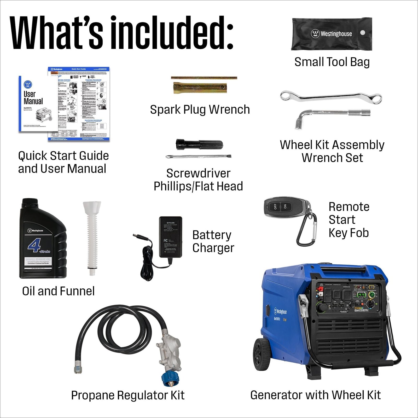 Westinghouse iGen12000TFc Inverter Generator 9000/12000W Tri Fuel Gas Propane Natural Gas 50A Low THD Remote Start CO Sensor New