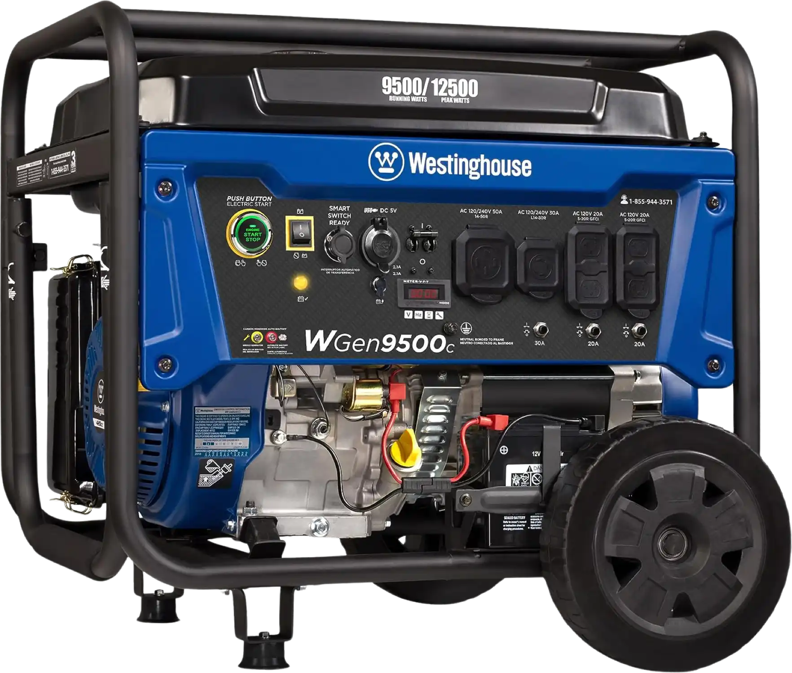 Westinghouse WGen9500c Generator 9500W/12500W 50 Amp Remote Start Gas with CO Sensor New