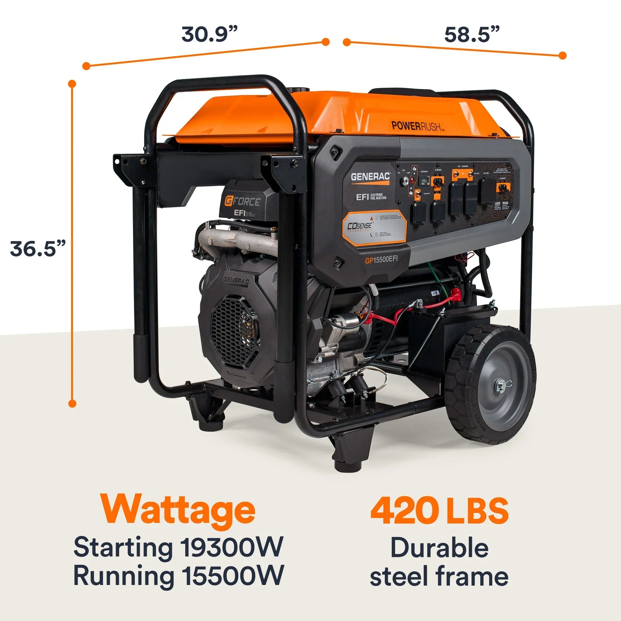 Generac GP15500EFI 15500W/19300W Generator Gas 50A COSense Electric Start 7705 RFB