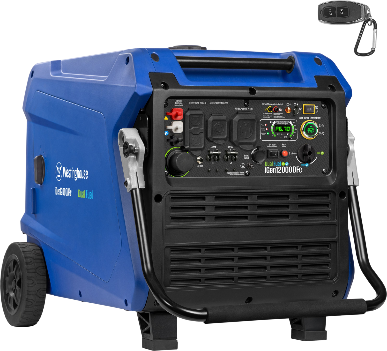 Westinghouse iGen12000DFc Inverter Generator 9000/12000W Dual Fuel Gas Propane 50A Low THD CO Sensor Remote Start New