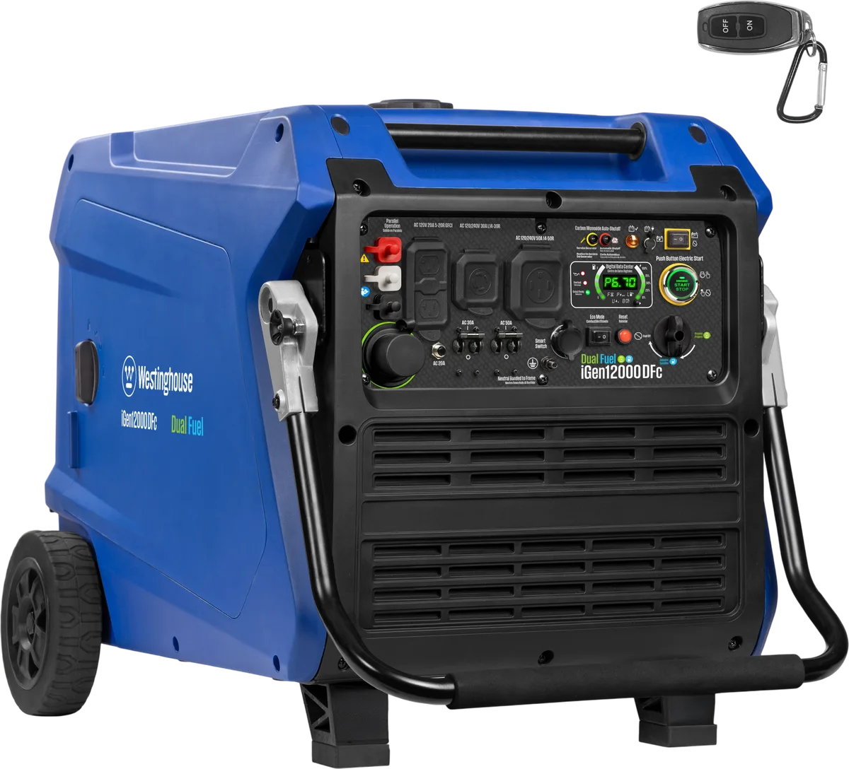 Westinghouse iGen12000DFc Inverter Generator 9000/12000W Dual Fuel Gas Propane 50A Low THD CO Sensor Remote Start New