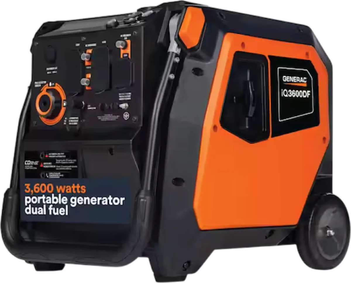 Generac iQ3600 DF 8151 2800W/3600W Generator Dual Fuel Gas Propane Inverter COSense Electric Start RFB