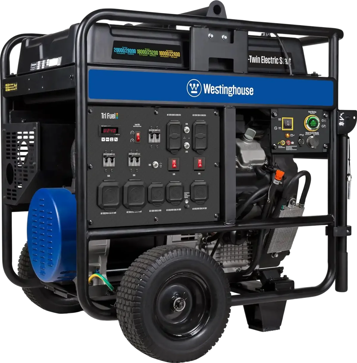 Westinghouse WGen20000TFc 20000W/28000W Generator Tri-Fuel 50A Gasoline Liquid Propane Natural Gas CO Sensor Remote Start New