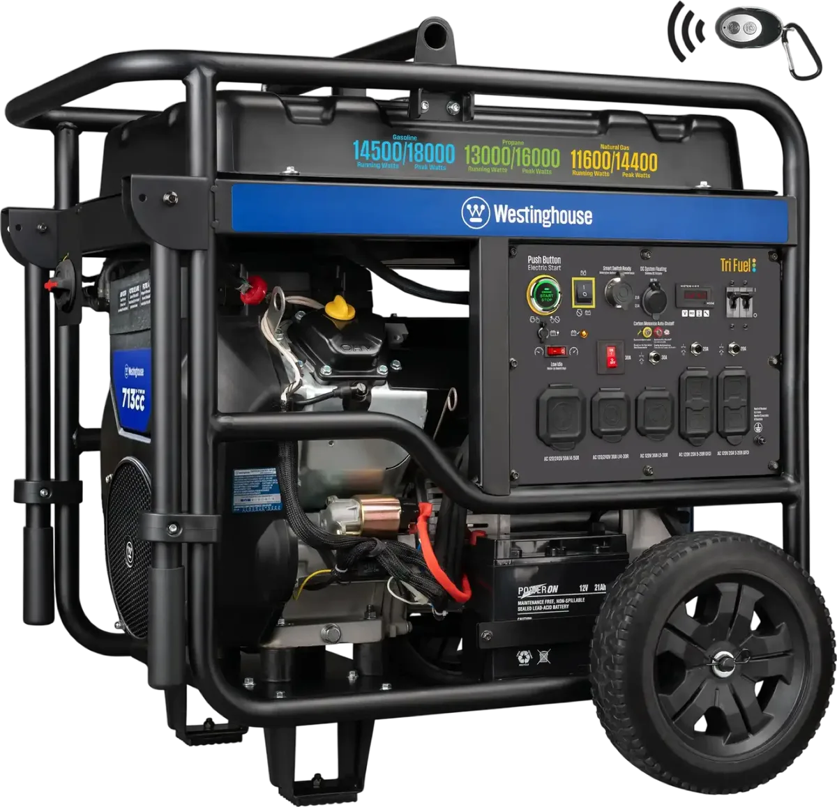 Westinghouse WGen14500TFc 14500W/18000W Generator Tri-Fuel Gasoline Liquid Propane Natural Gas CO Sensor Remote Start New