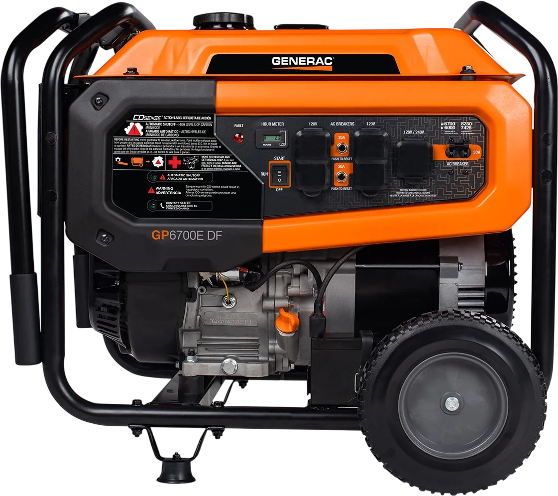 Generac GP6700EDF 6700/8250W Generator Dual Fuel Gas Propane Electric Start COSense 8062 RFB