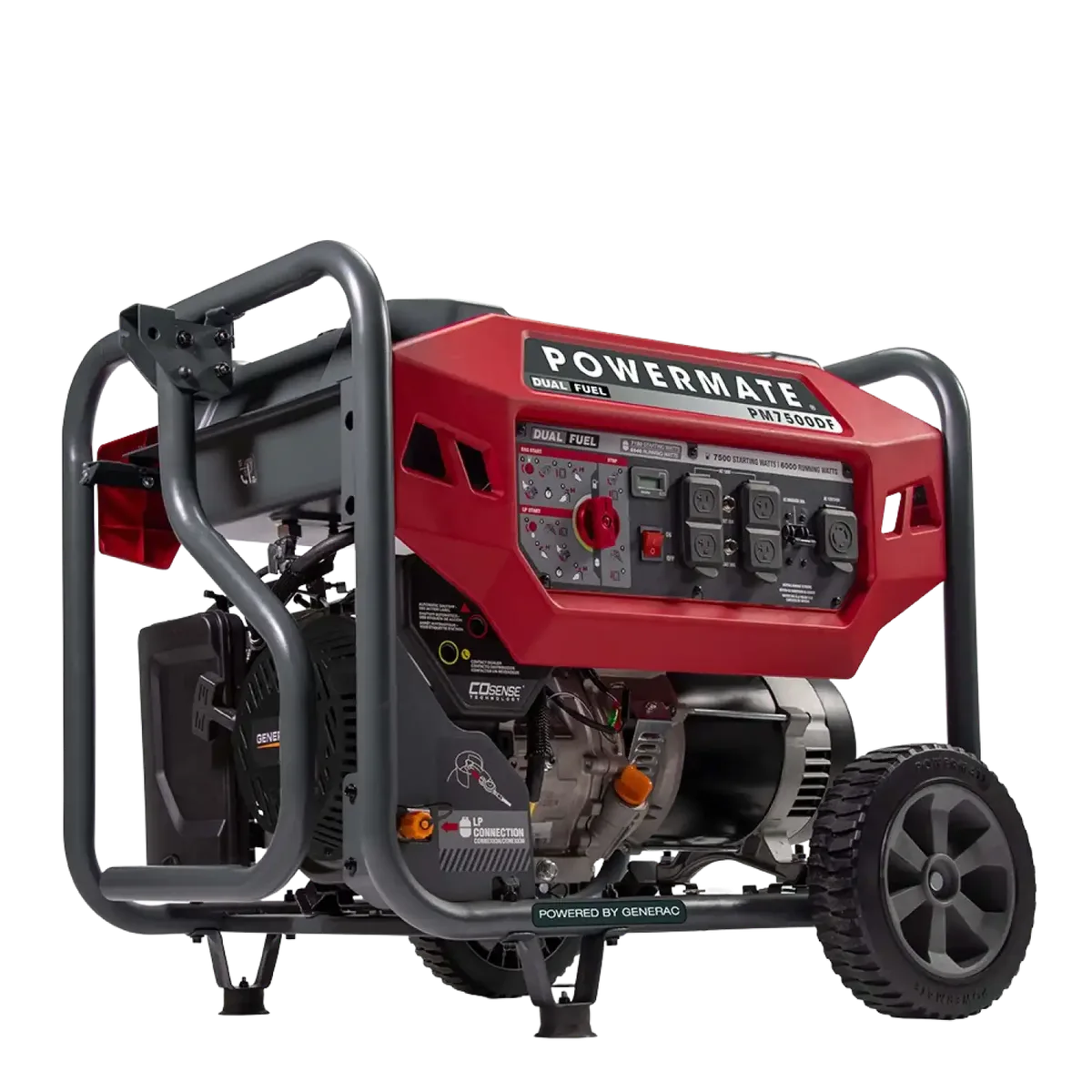 Generac/Powermate PM7500DF 6000W/7500W Recoil Start Dual Fuel Portable Generator with CO-Sense New